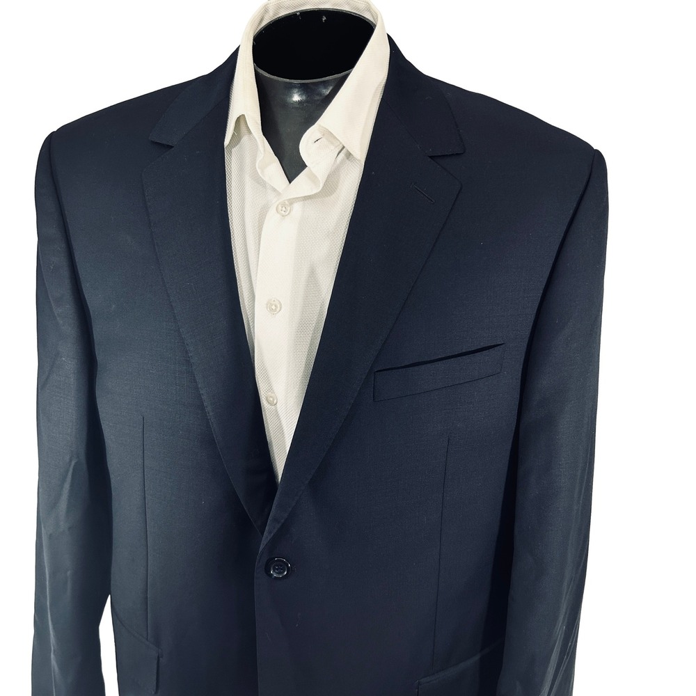 Joseph Bach Blazer Mens 46L / 58EU Blue Wool Super 150s Sartoriale Sport Coat